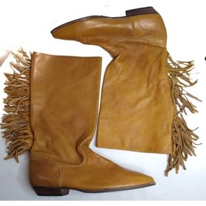 Laredo style sz 8 lt. brown fringed slouchy boot